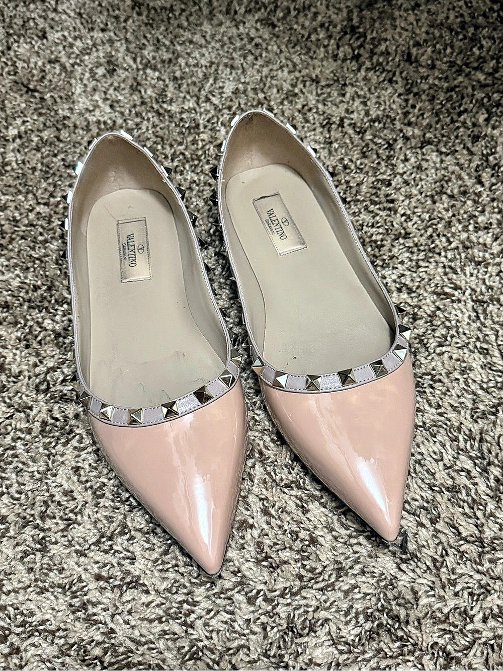 Valentino Garavani Rockstud Flats & Loafers Pink Silver